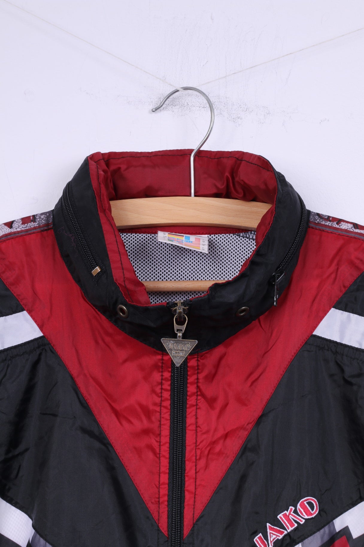 Giacca leggera da uomo Jako M nera con cerniera intera FuBall-Shop Cappuccio nascosto in nylon impermeabile 