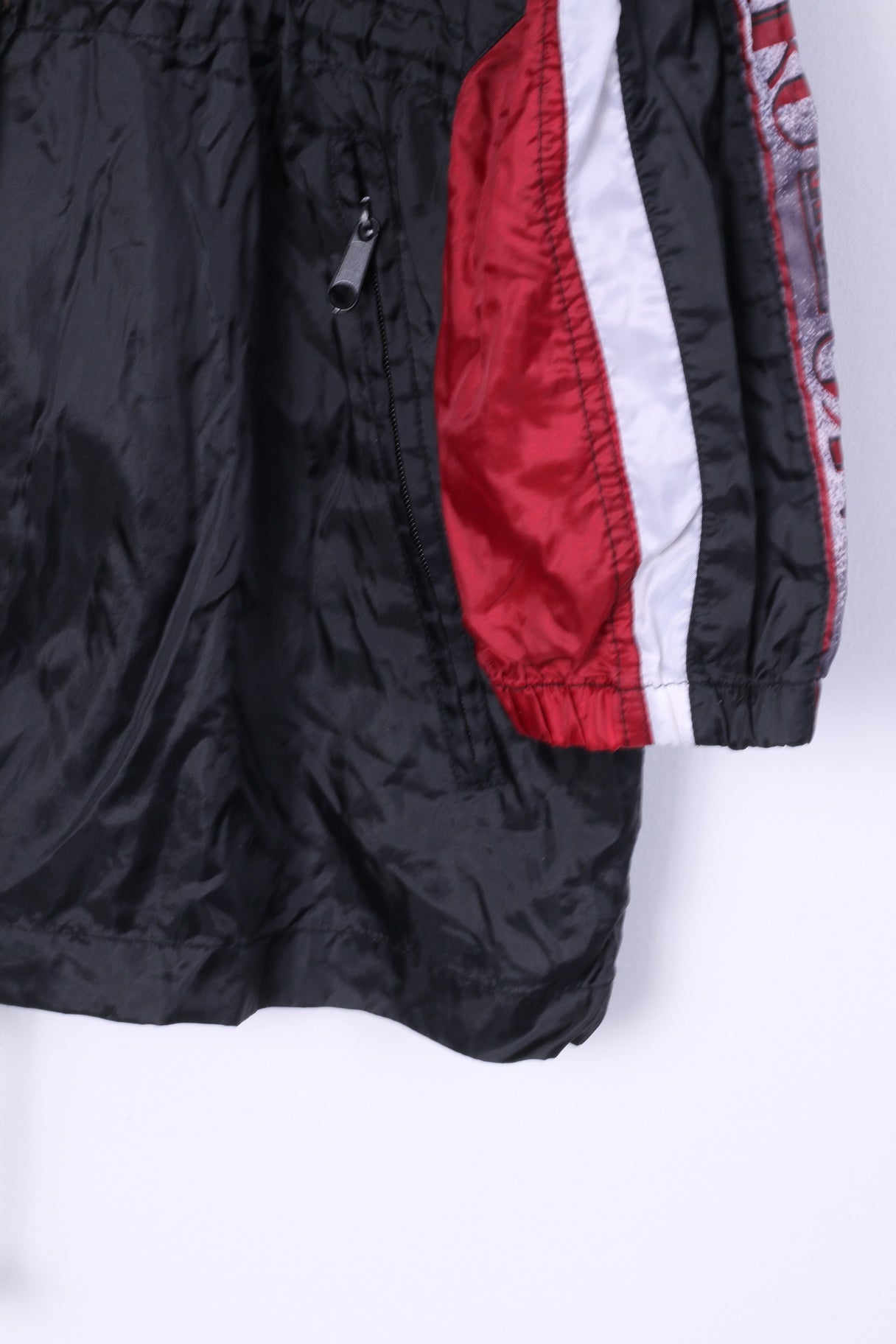Jako Mens M Lightweight Jacket Black Full Zipper FuBall-Shop Hidden Hood Nylon Waterproof