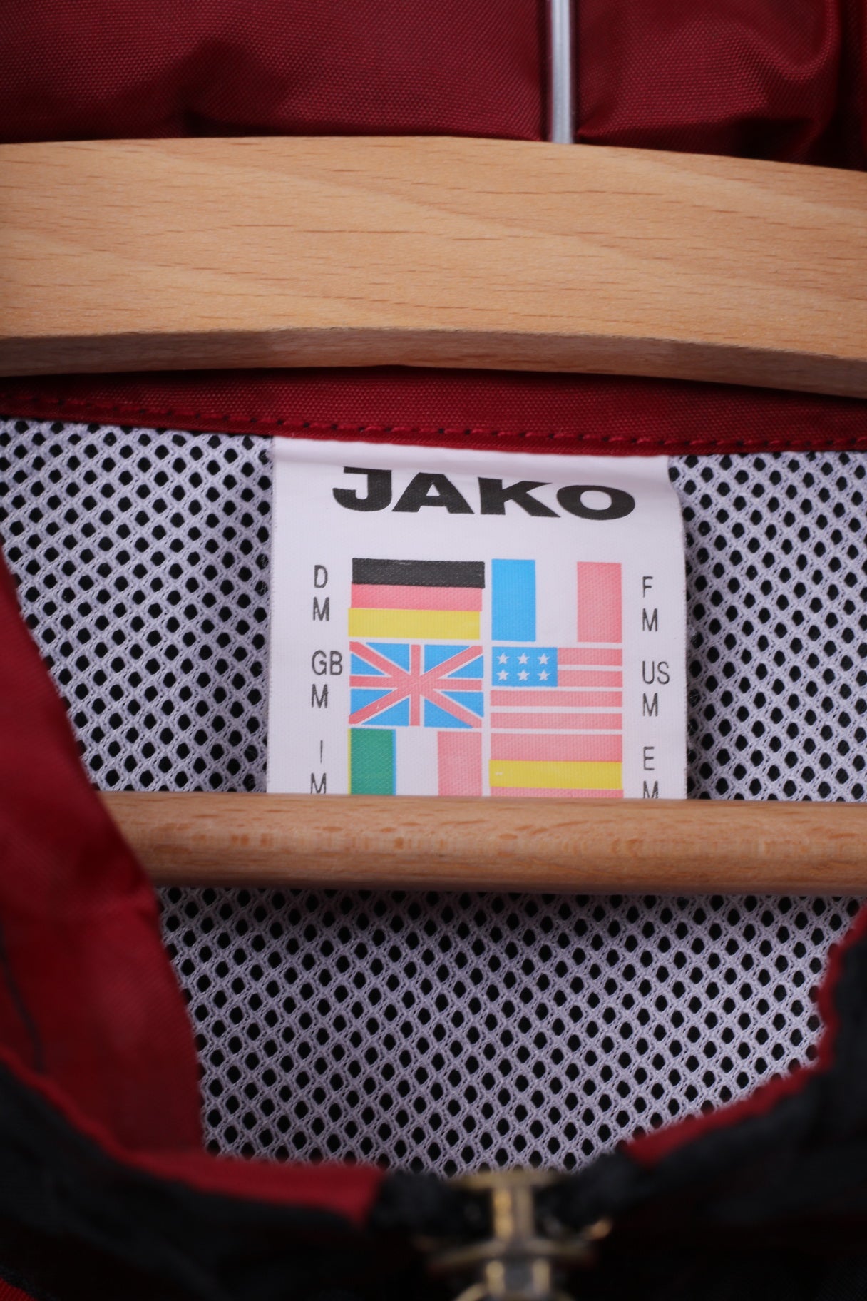 Giacca leggera da uomo Jako M nera con cerniera intera FuBall-Shop Cappuccio nascosto in nylon impermeabile 