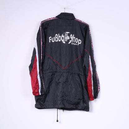 Jako Mens M Lightweight Jacket Black Full Zipper FuBall-Shop Hidden Hood Nylon Waterproof
