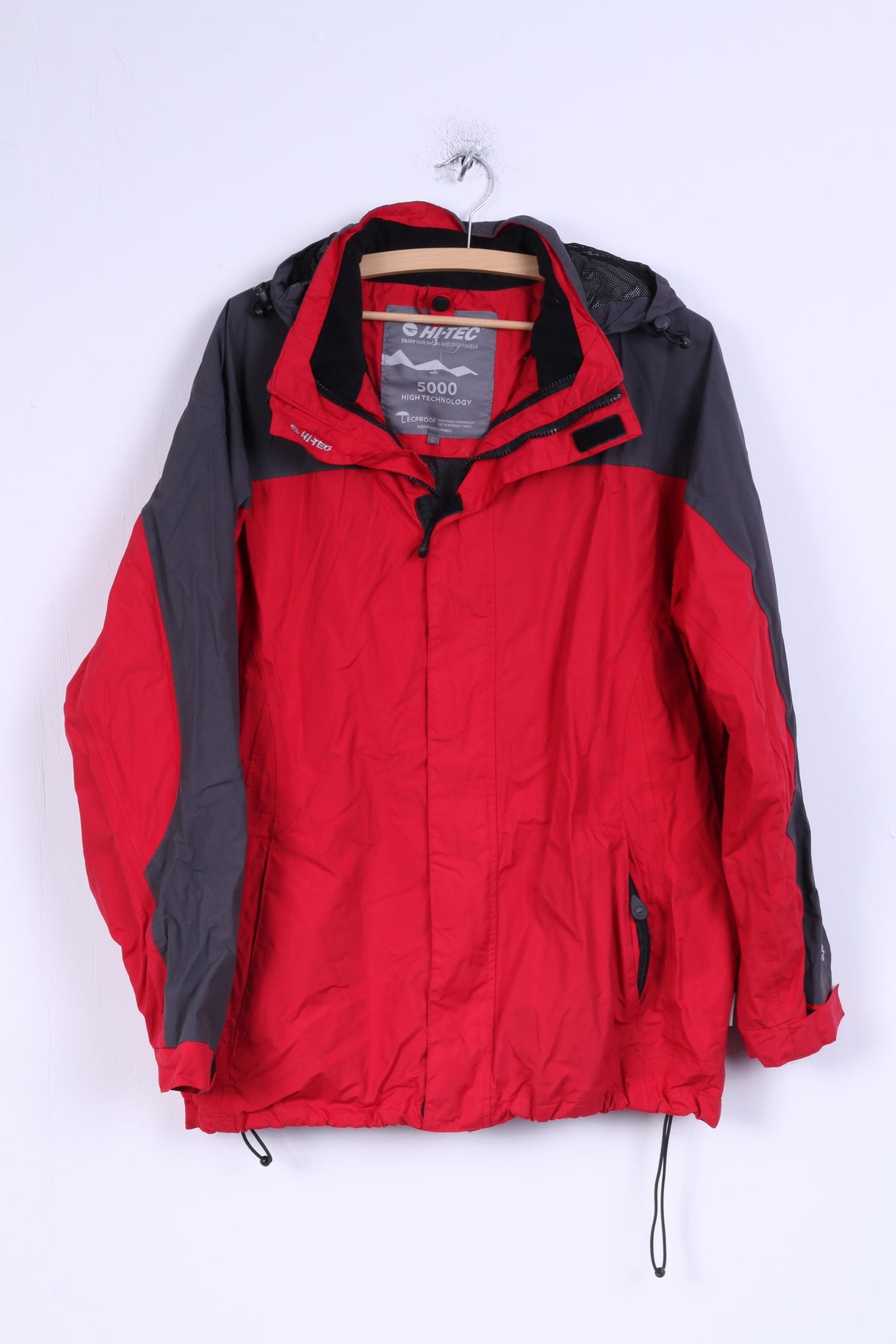 Hi-Tec Mens L Jacket Red Nylon Breathable Waterproof Windproof
