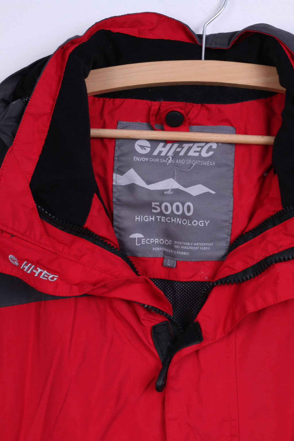 Hi-Tec Mens L Jacket Red Nylon Breathable Waterproof Windproof