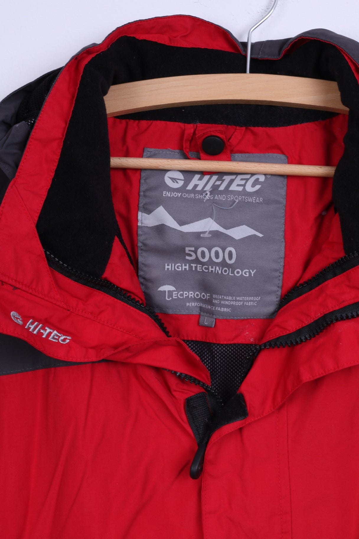 Hi-Tec Mens L Jacket Red Nylon Breathable Waterproof Windproof