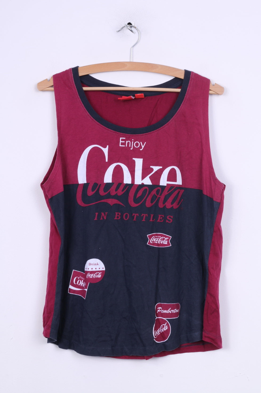 Primark Coca-Cola Womens 14/16 L Tank Top Shirt Vest Navy Cotton