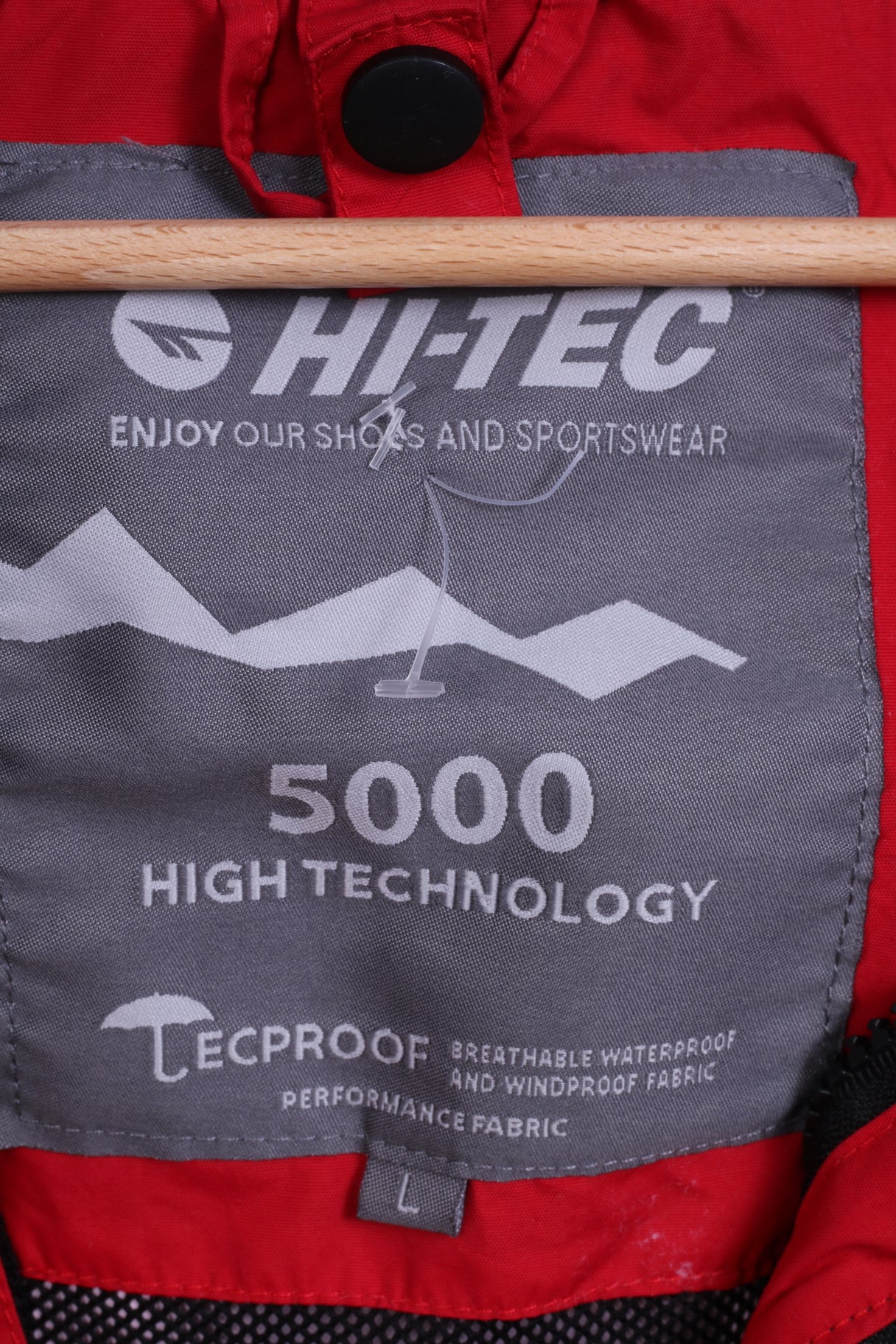 Hi-Tec Mens L Jacket Red Nylon Breathable Waterproof Windproof