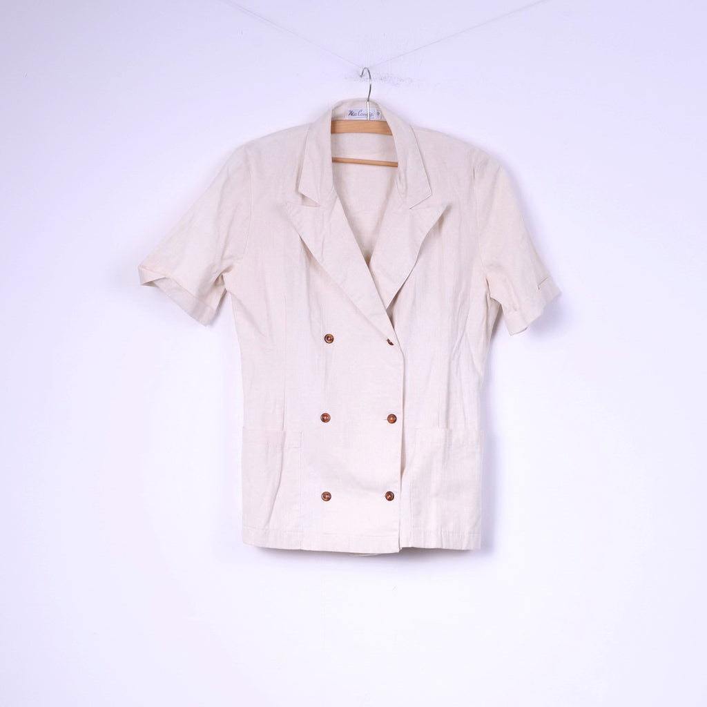 Mia Cassara Roma Womens 12 M Suit Pencil Skirt Blazer Beige Cotton Linen 2 Piece