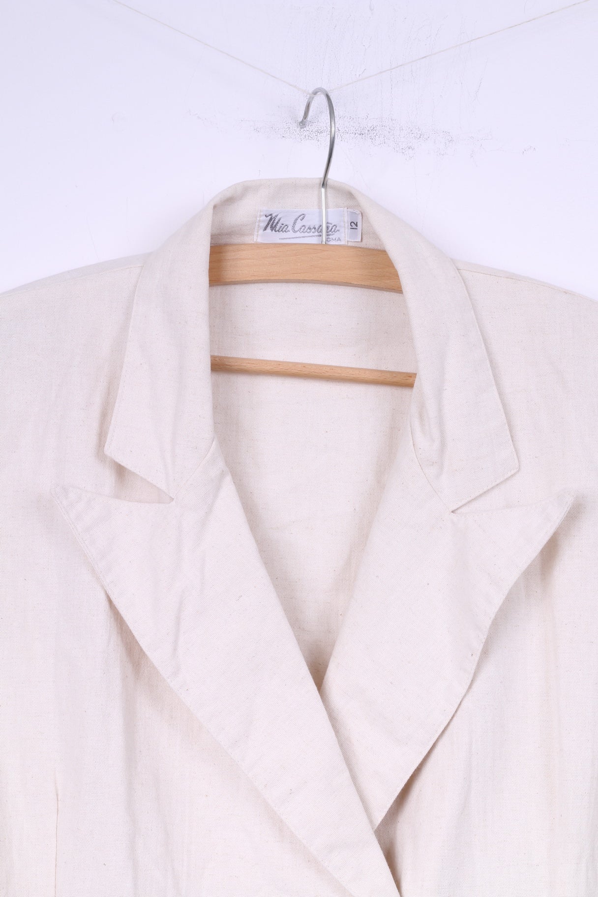 Mia Cassara Roma Womens 12 M Suit Pencil Skirt Blazer Beige Cotton Linen 2 Piece