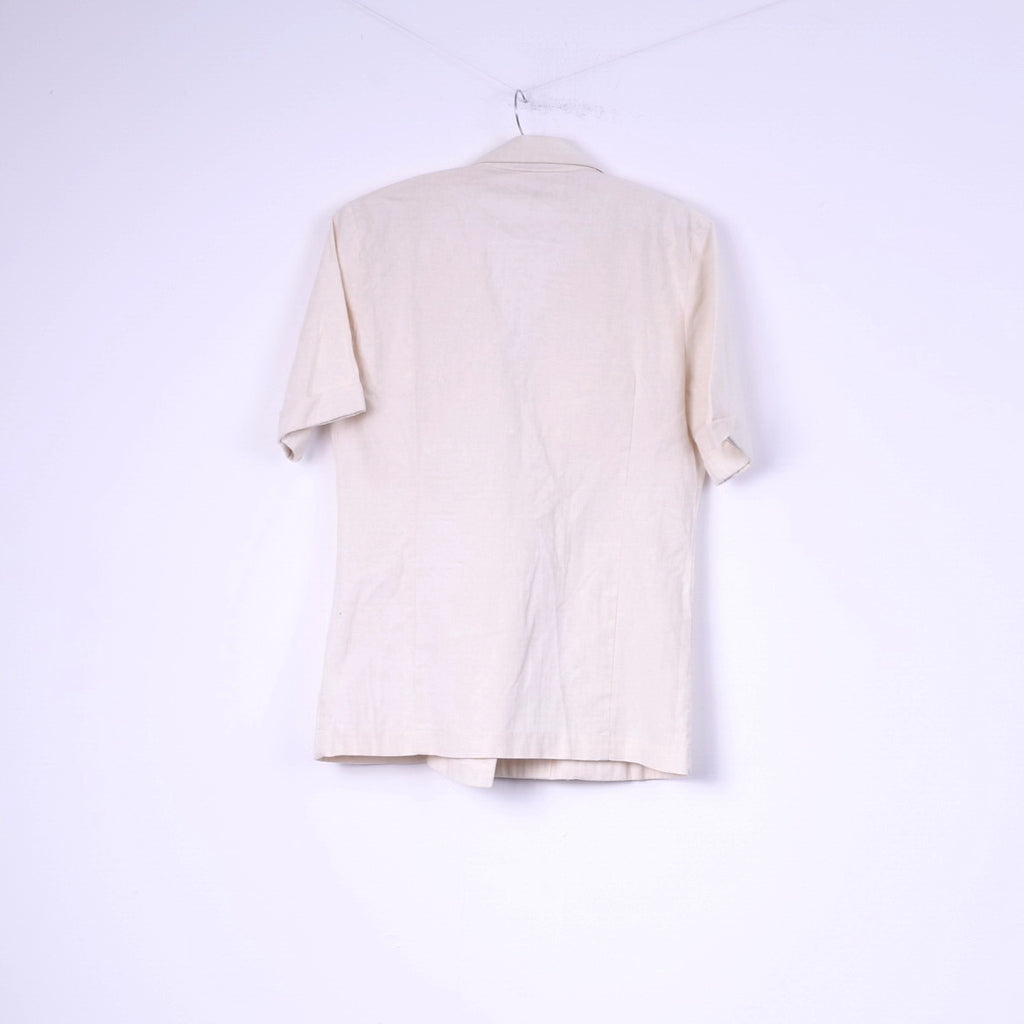 Mia Cassara Roma Womens 12 M Suit Pencil Skirt Blazer Beige Cotton Linen 2 Piece