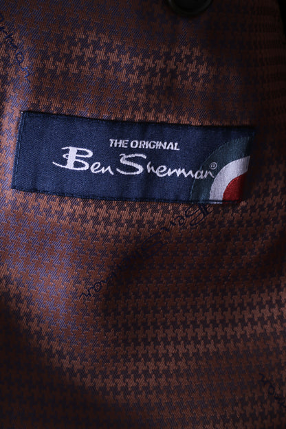 Ben Sherman Hommes 40 102cm Blazer Marron 100% Laine Veste Classique à Simple Boutonnage