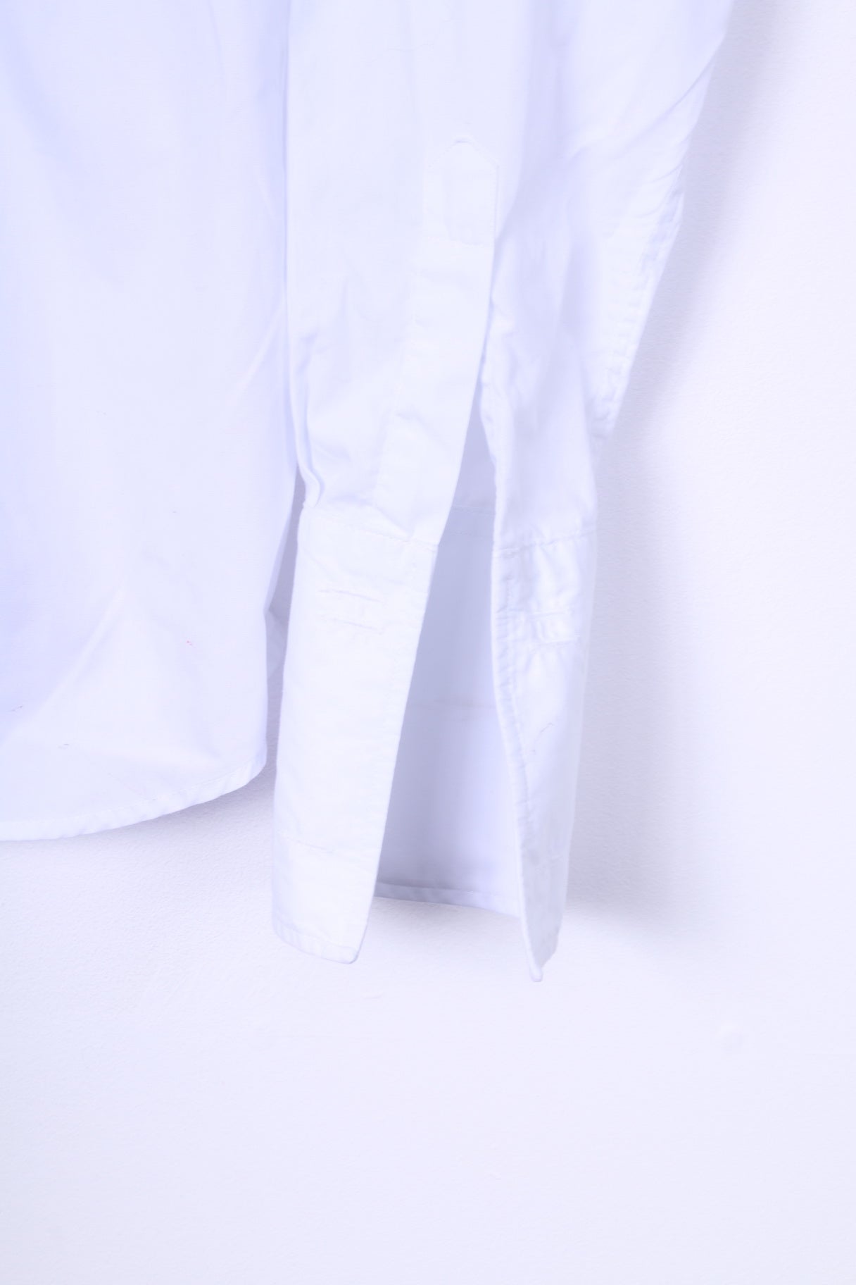 Hunt & Holditch Mens 39.5 15.5'' M Formal Shirt Cufflinks White Cotton Tailored Fit