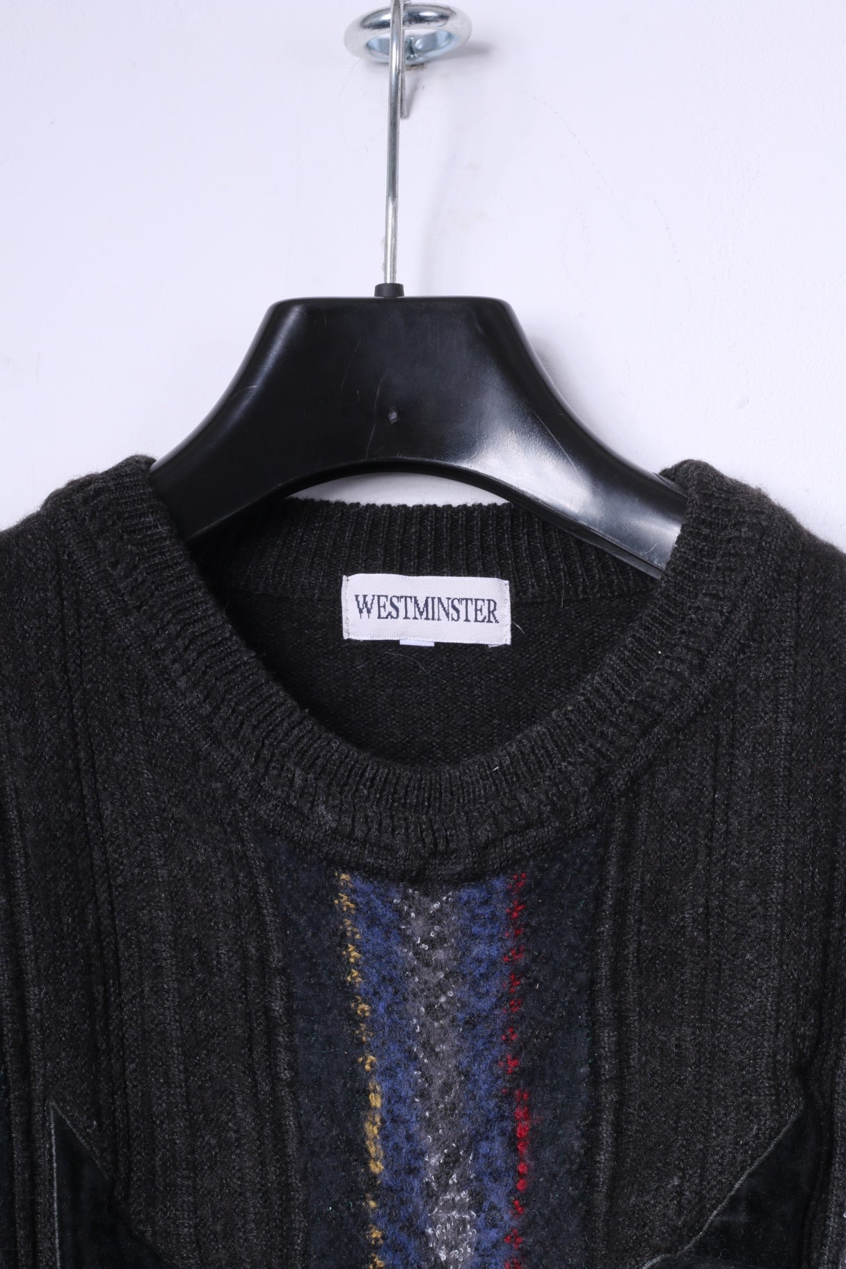 Westminster Mens XL (M) Jumper Dark Grey Wool Acrylic Blend Vintage Italy Sweater