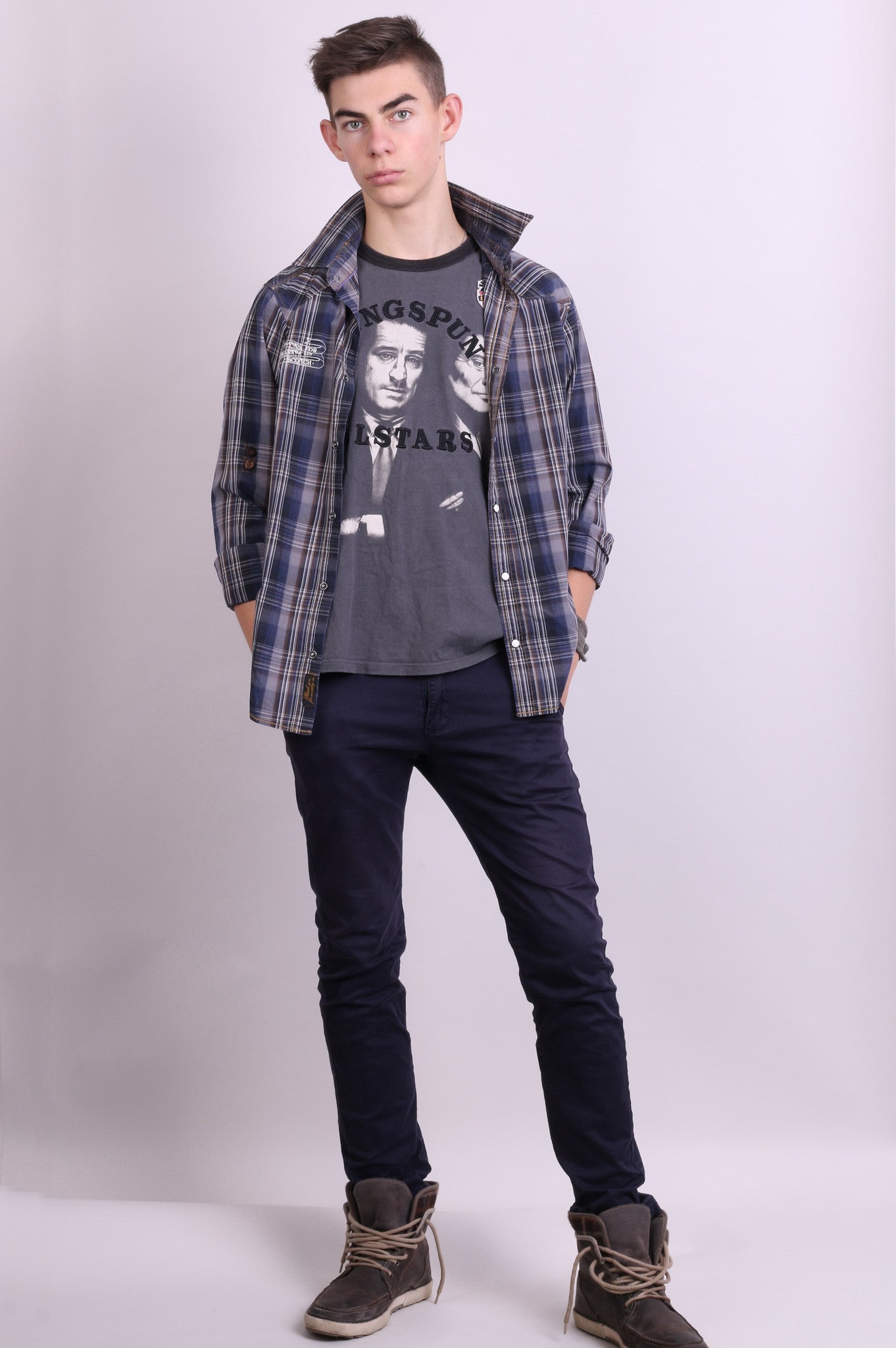 Scotch&Soda Mens M Casual Shirt Check Luxury Dark Grey Cotton - RetrospectClothes