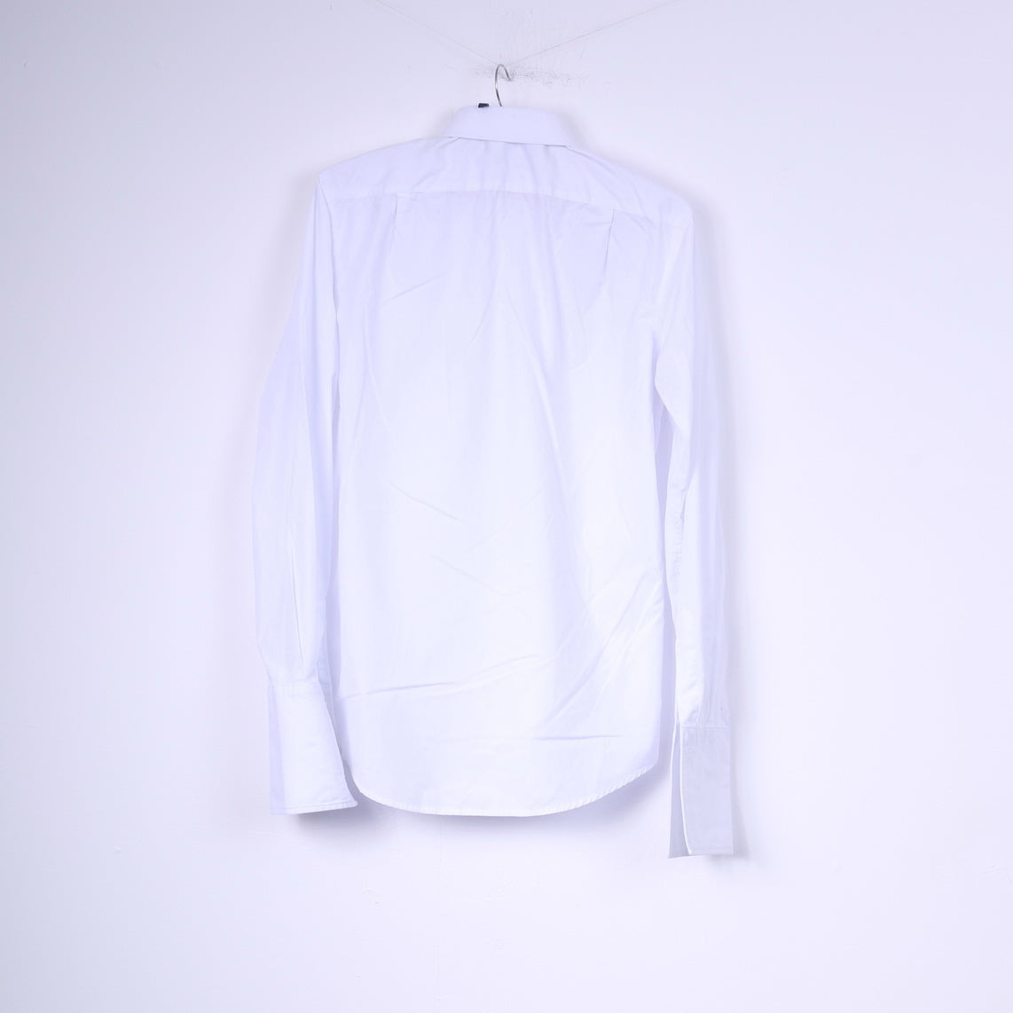 Hunt &amp; Holditch Uomo 39.5 15.5'' M Gemelli per camicia formale in cotone bianco su misura 