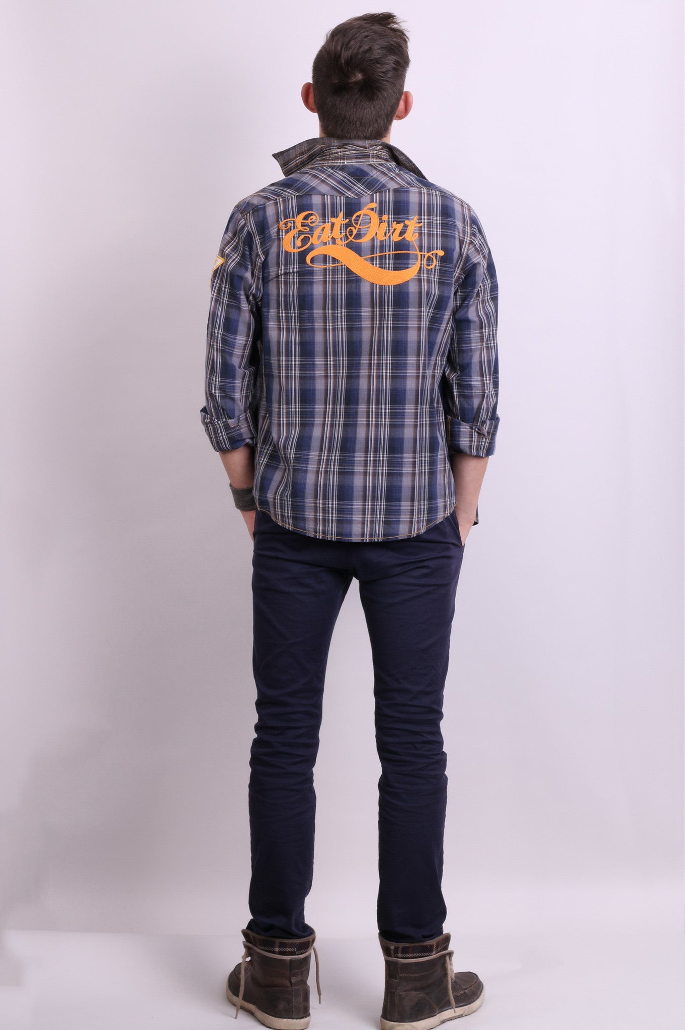 Scotch&Soda Mens M Casual Shirt Check Luxury Dark Grey Cotton - RetrospectClothes