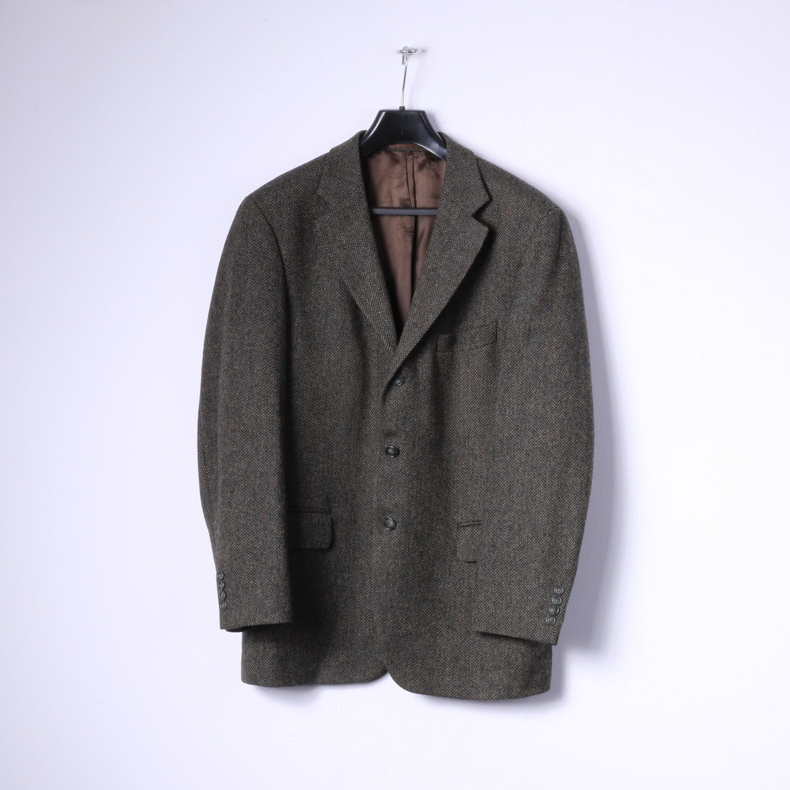 GANT U.S.A. Men 50 40 Blazer Green Wool Herringbone Single Breasted Jacket