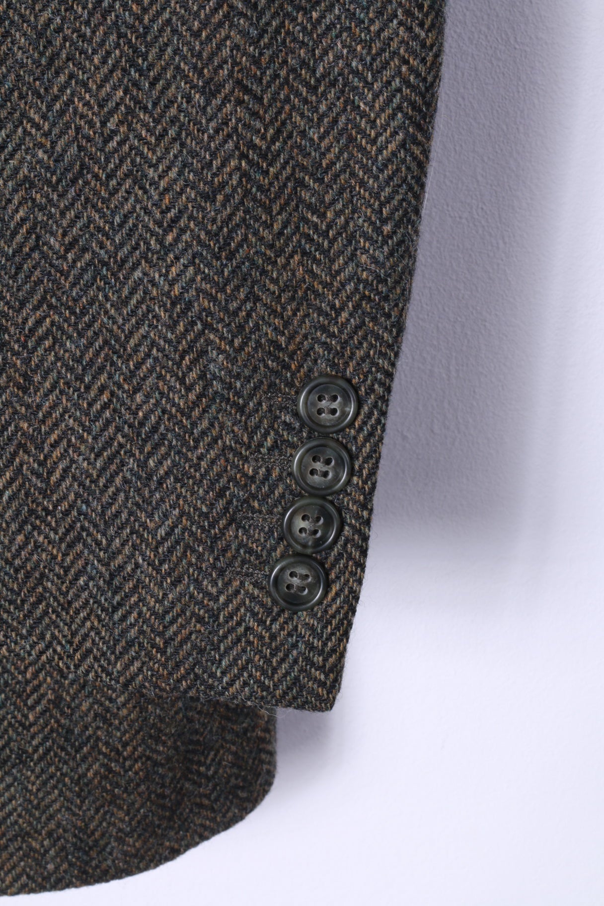 GANT U.S.A. Men 50 40 Blazer Green Wool Herringbone Single Breasted Jacket