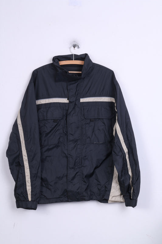 Mens L Jacket Black Full Zipper Pockets Mesh Inside Nylon Waterproof