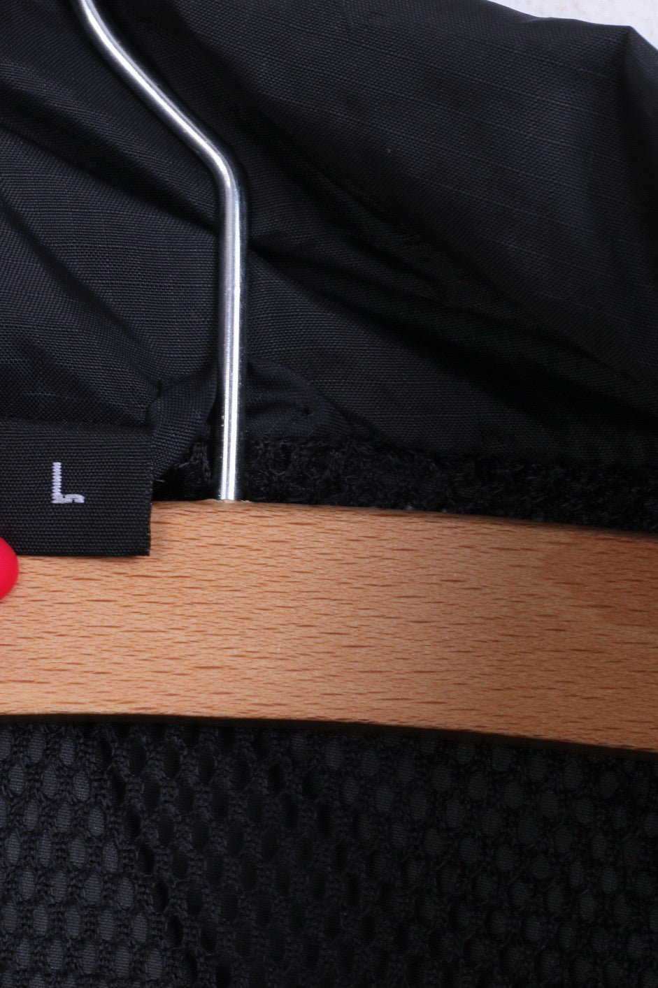 Veste L noire pour hommes, poches entièrement zippées, maille intérieure en nylon imperméable