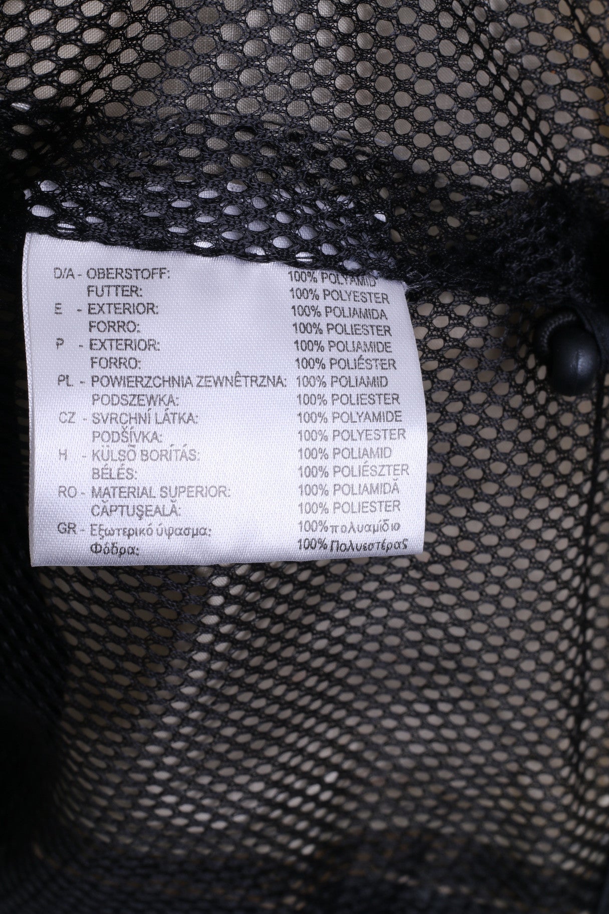 Veste L noire pour hommes, poches entièrement zippées, maille intérieure en nylon imperméable