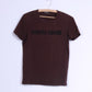 Roberto Cavalli Womens M T-Shirt Brown Cotton Top Beads Scoop Neck