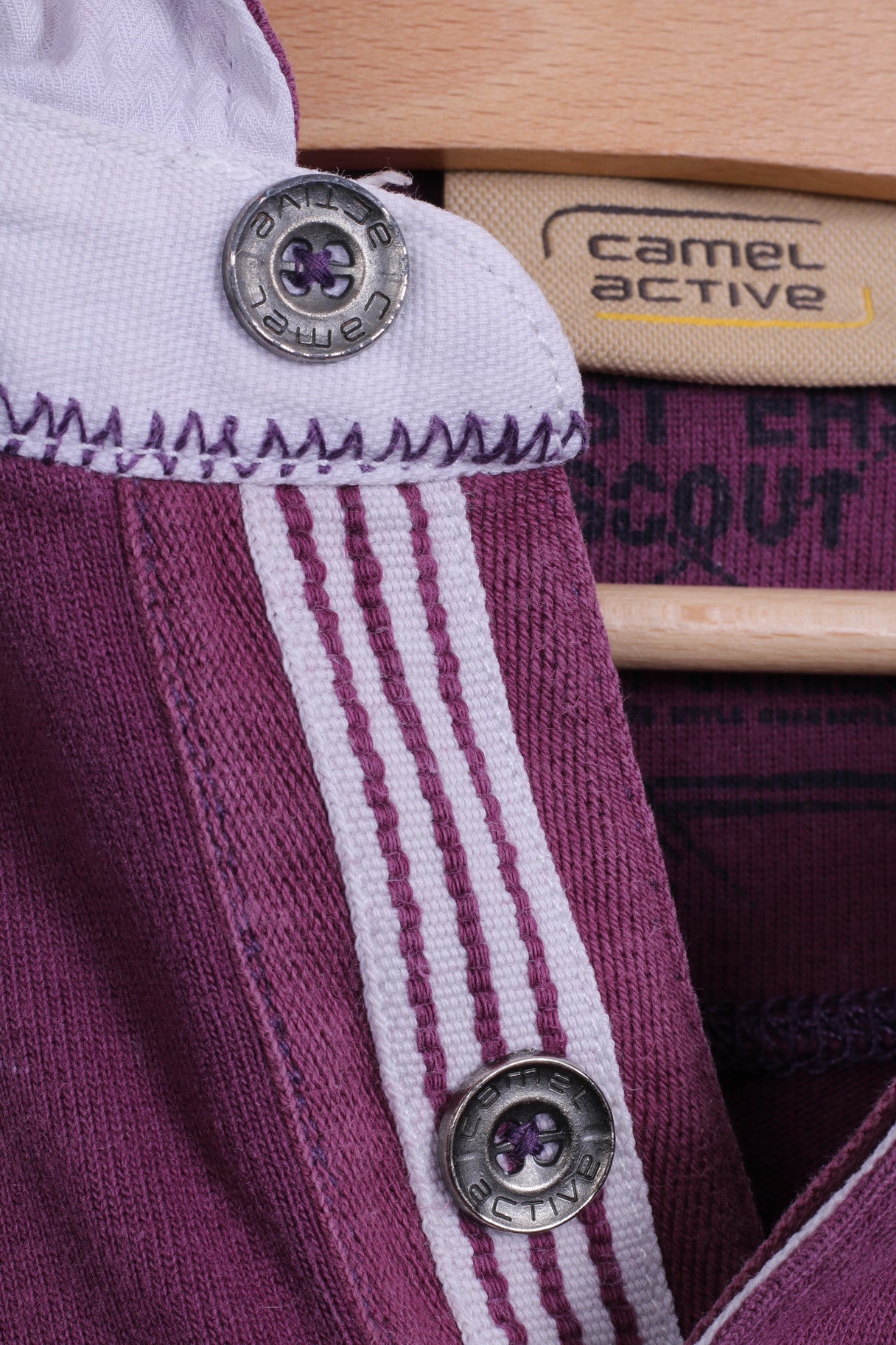 Polo da uomo Camel Active L, manica lunga con bottoni dettagliati viola