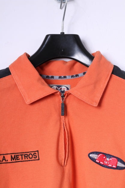 Hockey Tko Mens M Polo Shirt Orange L.A. METROS #17 Zip Neck Top