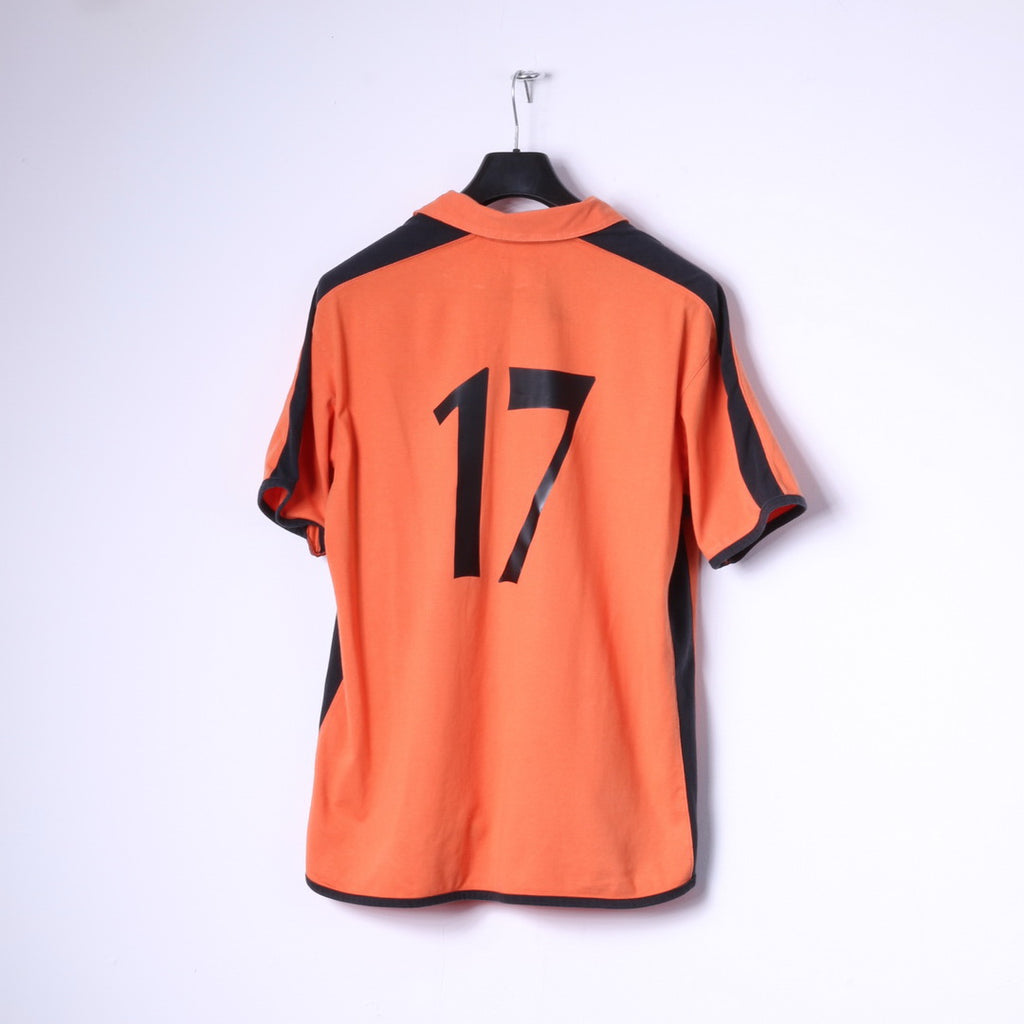 Hockey Tko Mens M Polo Shirt Orange L.A. METROS #17 Zip Neck Top