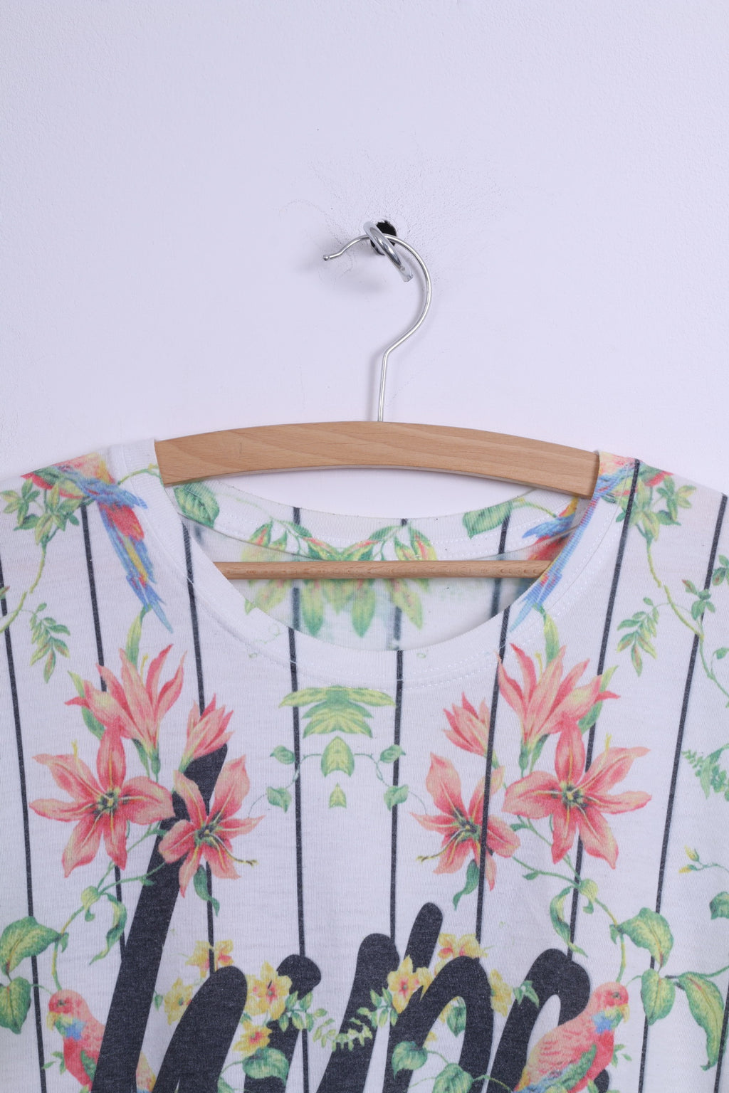 Hype Womens M Chemise Blanc Rayé Fleurs 36