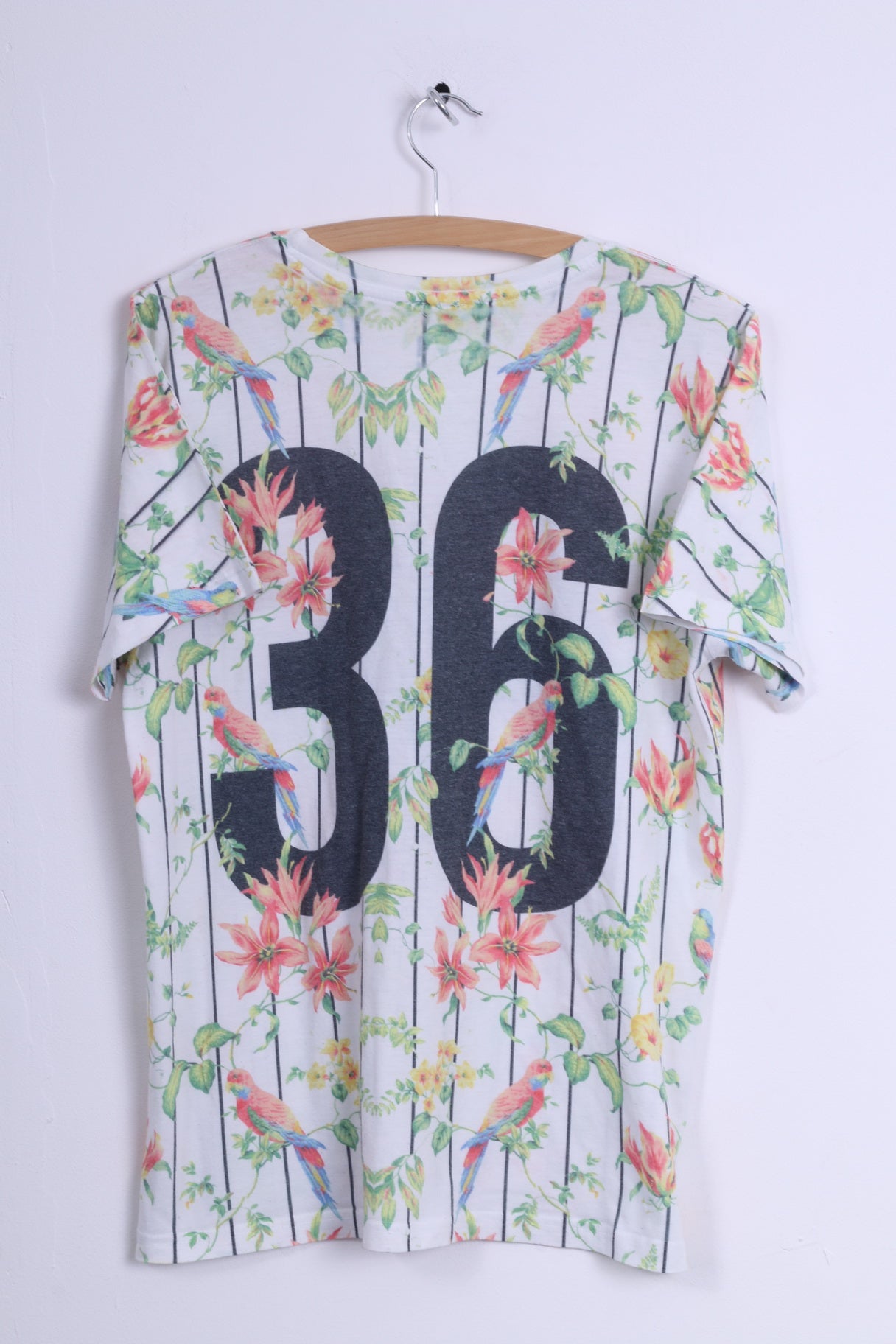 Hype Womens M Chemise Blanc Rayé Fleurs 36