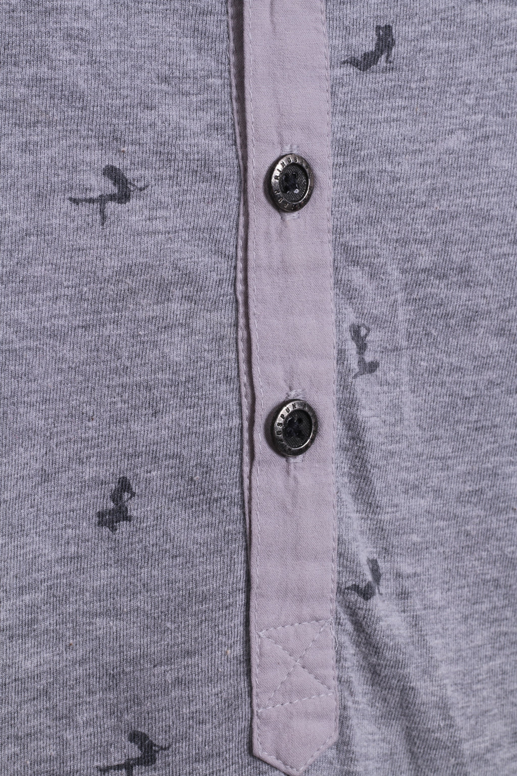 Polo da uomo Ringspun S in cotone grigio da donna con bottoni dettagliati