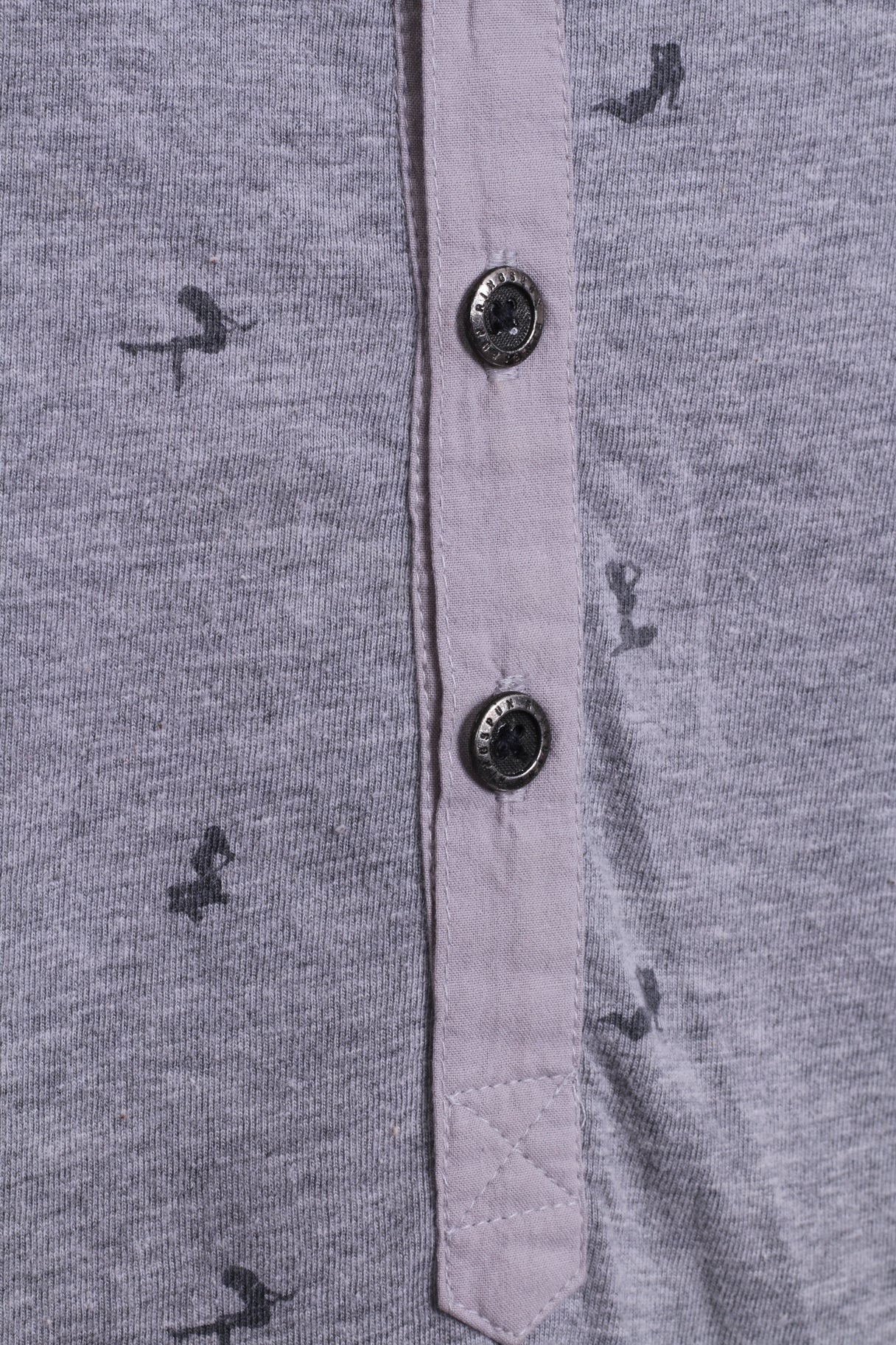 Polo da uomo Ringspun S in cotone grigio da donna con bottoni dettagliati