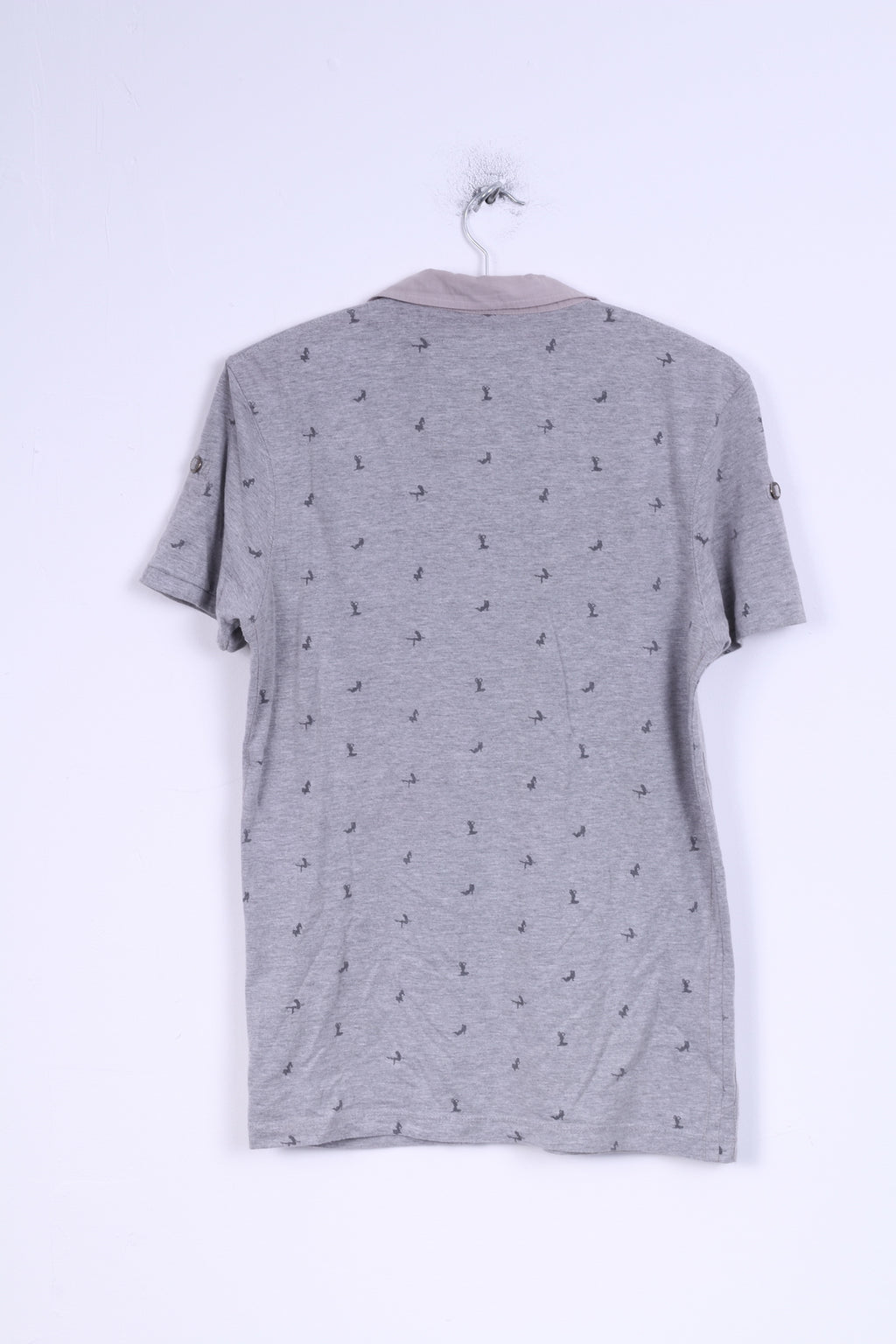 Polo da uomo Ringspun S in cotone grigio da donna con bottoni dettagliati