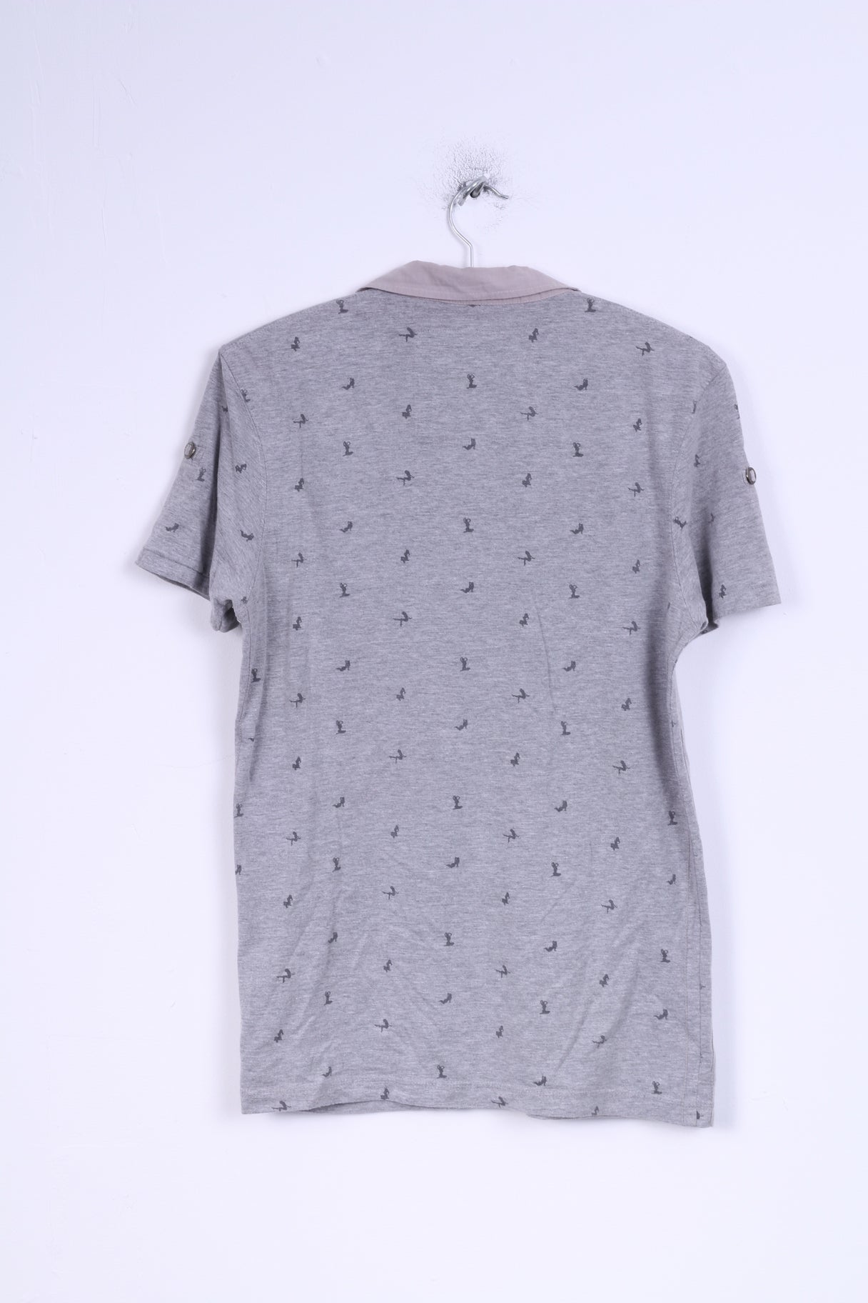 Polo da uomo Ringspun S in cotone grigio da donna con bottoni dettagliati