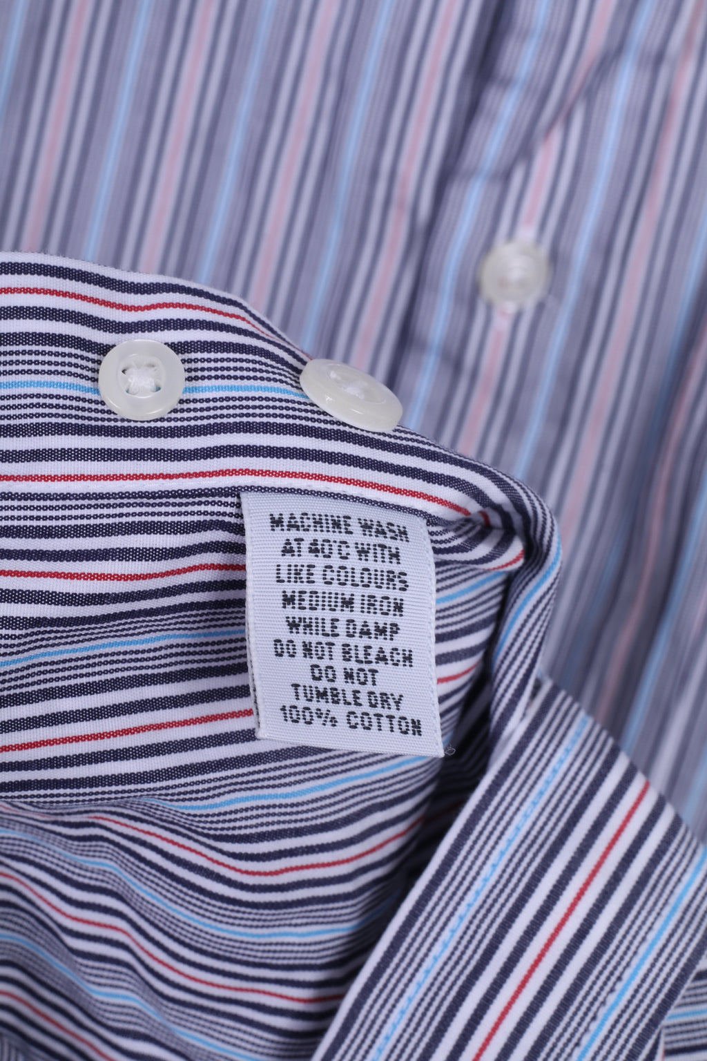 TM Lewin Chemise décontractée pour homme 15,5 34,5 M Bleu rayé Poignets en coton Coupe ajustée