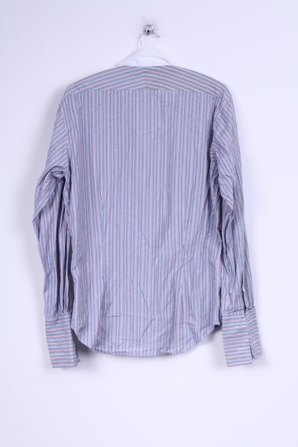 TM Lewin Chemise décontractée pour homme 15,5 34,5 M Bleu rayé Poignets en coton Coupe ajustée