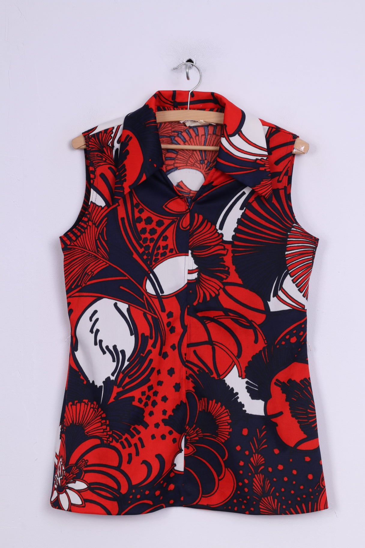 Arlene Andrews Chemisier tunique rouge pour femme 12 M avec col zippé vintage rétro 