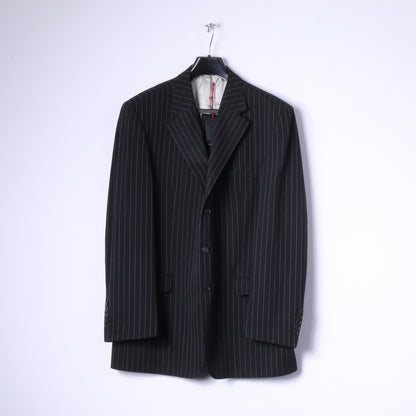 New River Island Mens 44R Blazer Black Striped Superior Quality Single Breasted Jacket