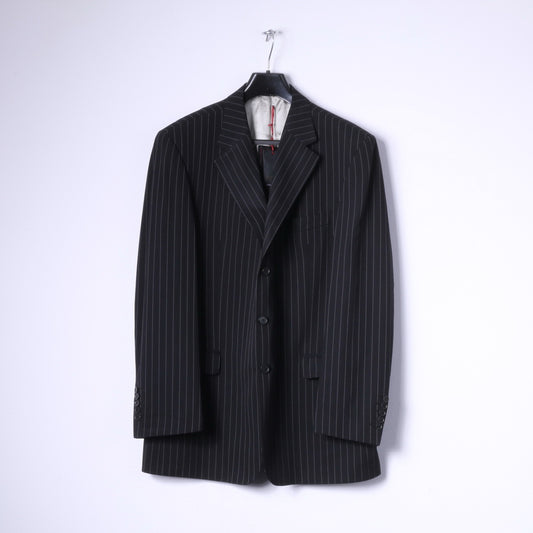 New River Island Uomo 44R Blazer Giacca monopetto a righe nere di qualità superiore