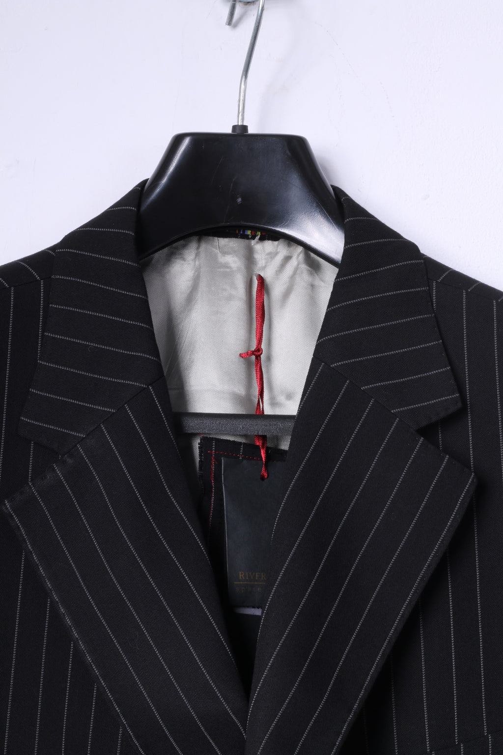 New River Island Mens 44R Blazer Black Striped Superior Quality Single Breasted Jacket