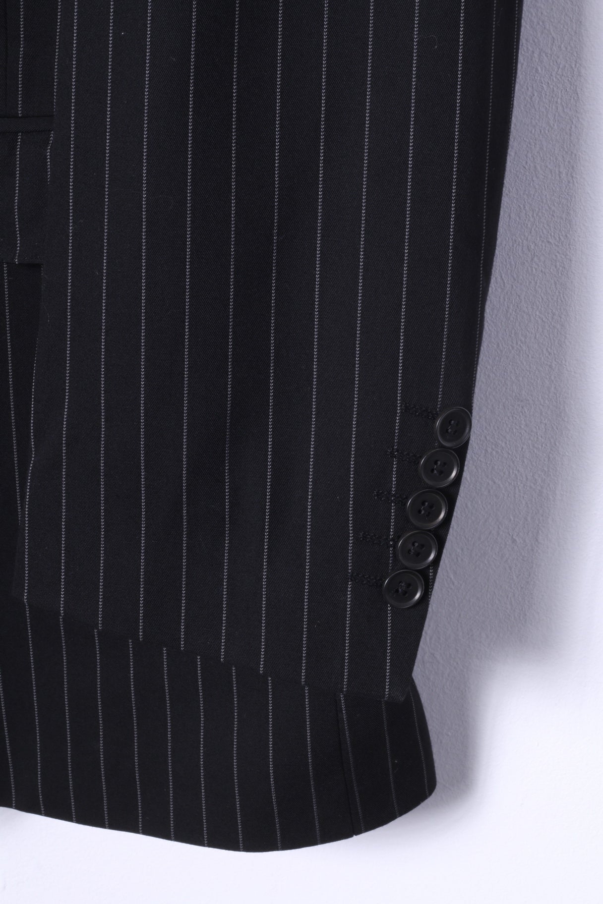 New River Island Mens 44R Blazer Black Striped Superior Quality Single Breasted Jacket