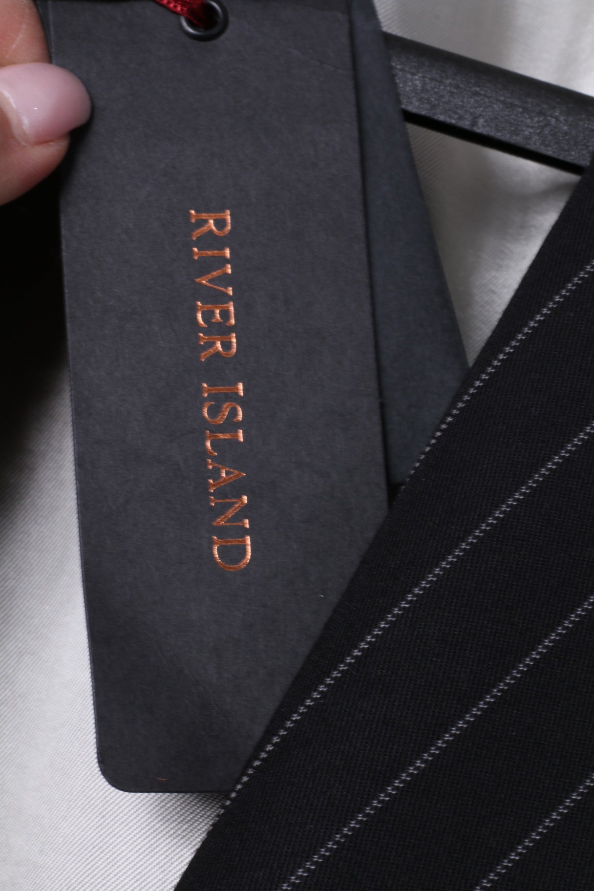 New River Island Mens 44R Blazer Black Striped Superior Quality Single Breasted Jacket