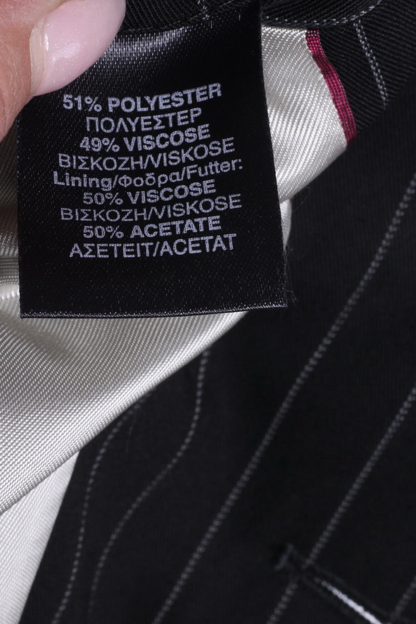 New River Island Mens 44R Blazer Black Striped Superior Quality Single Breasted Jacket