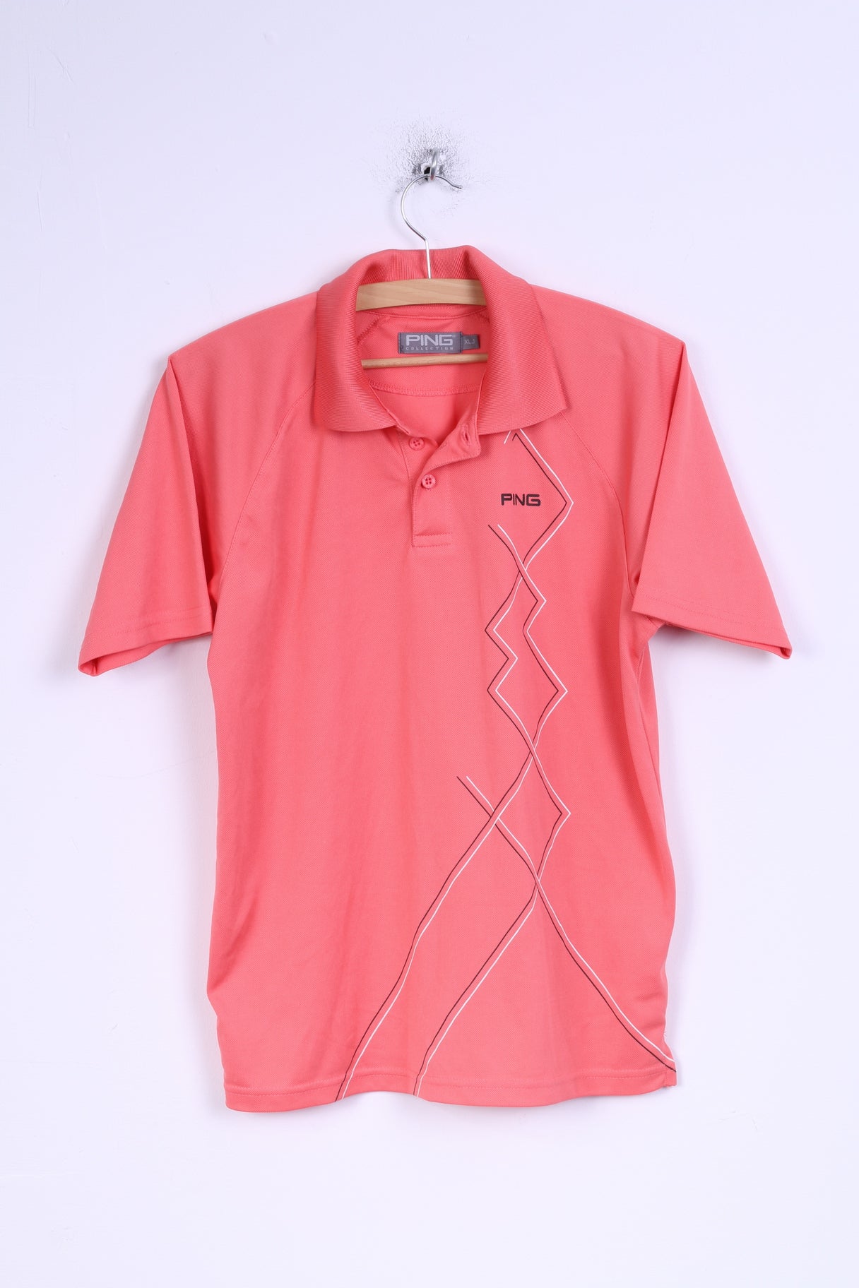 PING Ragazzi XLJ 14 Età Polo Camicia Golf Bottoni Dettagliati Pesca