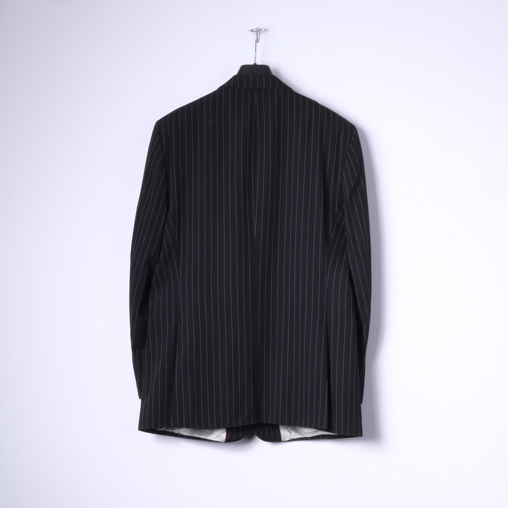 New River Island Mens 44R Blazer Black Striped Superior Quality Single Breasted Jacket
