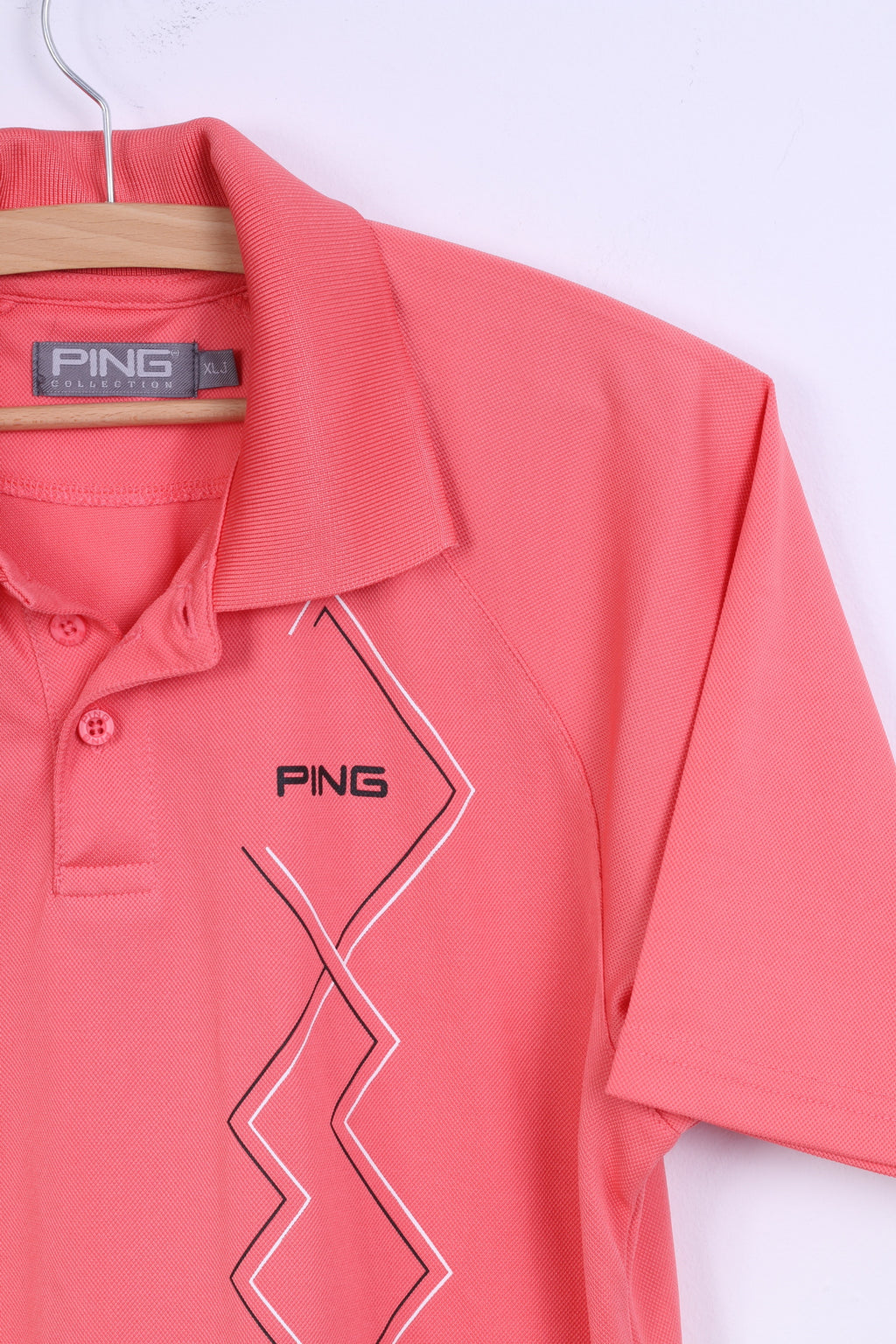 PING Boys  XLJ  14 Age Polo Shirt Golf Shirt Detailed Buttons Peach