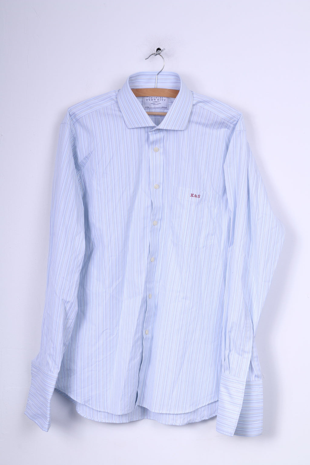 Charles Tyrwhitt Chemise formelle pour homme 17 43 Coupe ajustée rayée Bleu