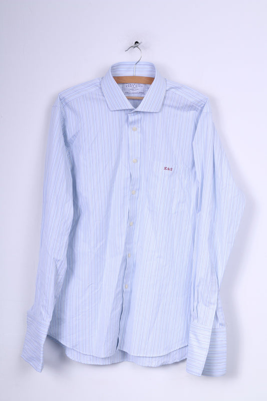 Camicia formale da uomo Charles Tyrwhitt 17 43 slim fit a righe blu