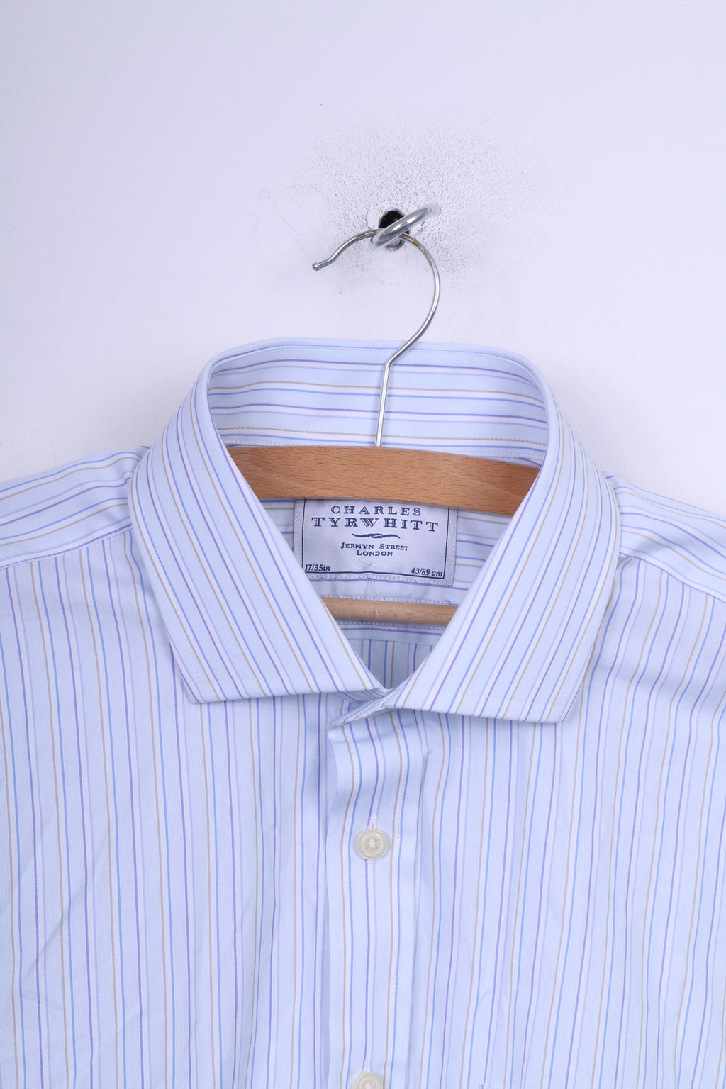 Charles Tyrwhitt Chemise formelle pour homme 17 43 Coupe ajustée rayée Bleu