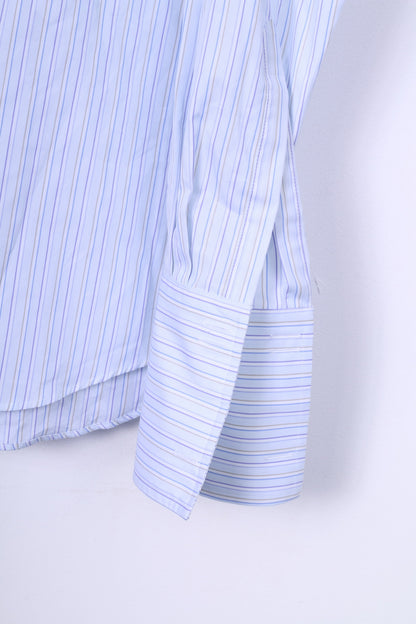 Charles Tyrwhitt Mens 17 43 Formal Shirt Slim Fit Striped Blue