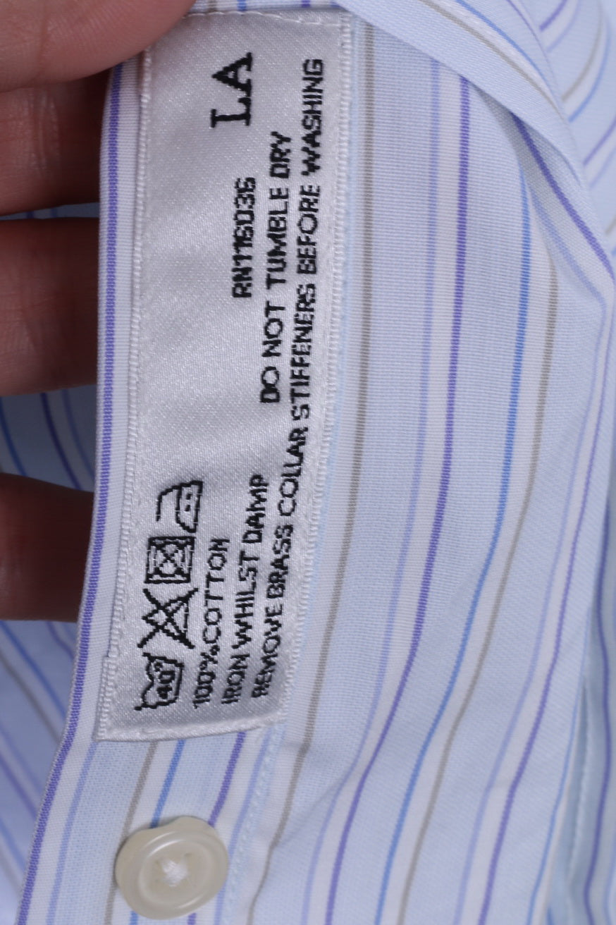 Charles Tyrwhitt Chemise formelle pour homme 17 43 Coupe ajustée rayée Bleu